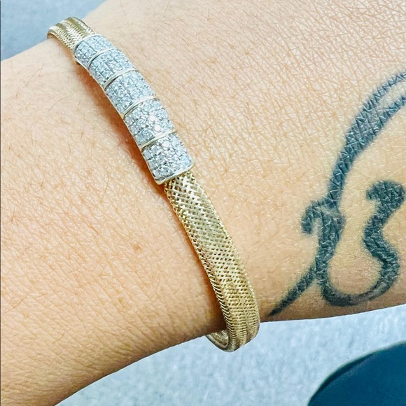 10k solid gold bangle, REAL GOLD, expanding bangle, REAL diamonds free appraisal - Picture 3 of 5